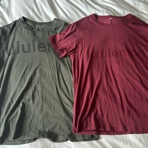 Lululemon graphic all yours tees, size 6/8, green and red
